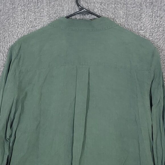 Vintage Anna and Frank Blouse Womens Large Green 100% Silk Long Sleeve Shirt - Picture 8 of 11